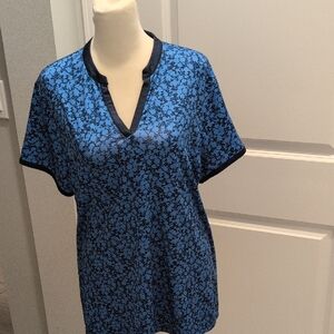 Adidas Black and Blue Patterned Women's Blouse